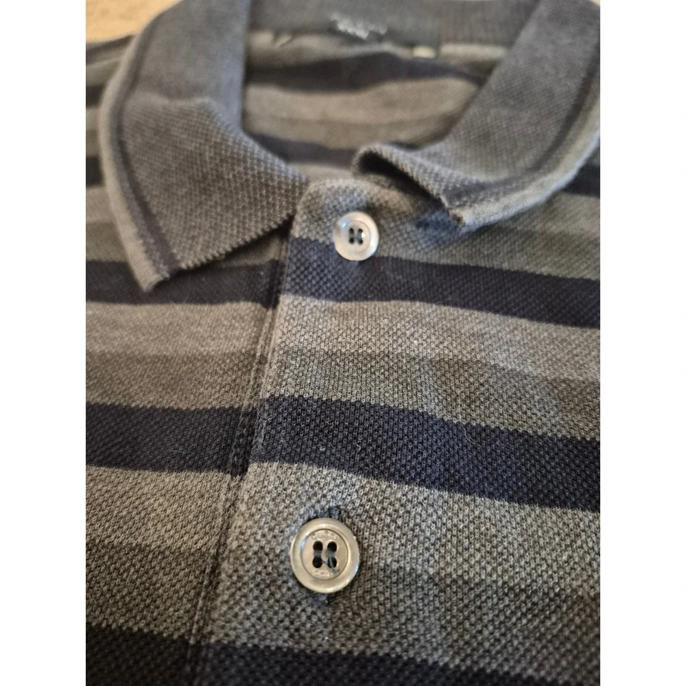 Gucci Men's Gray-Black Striped Polp Shirt - Made In Italy